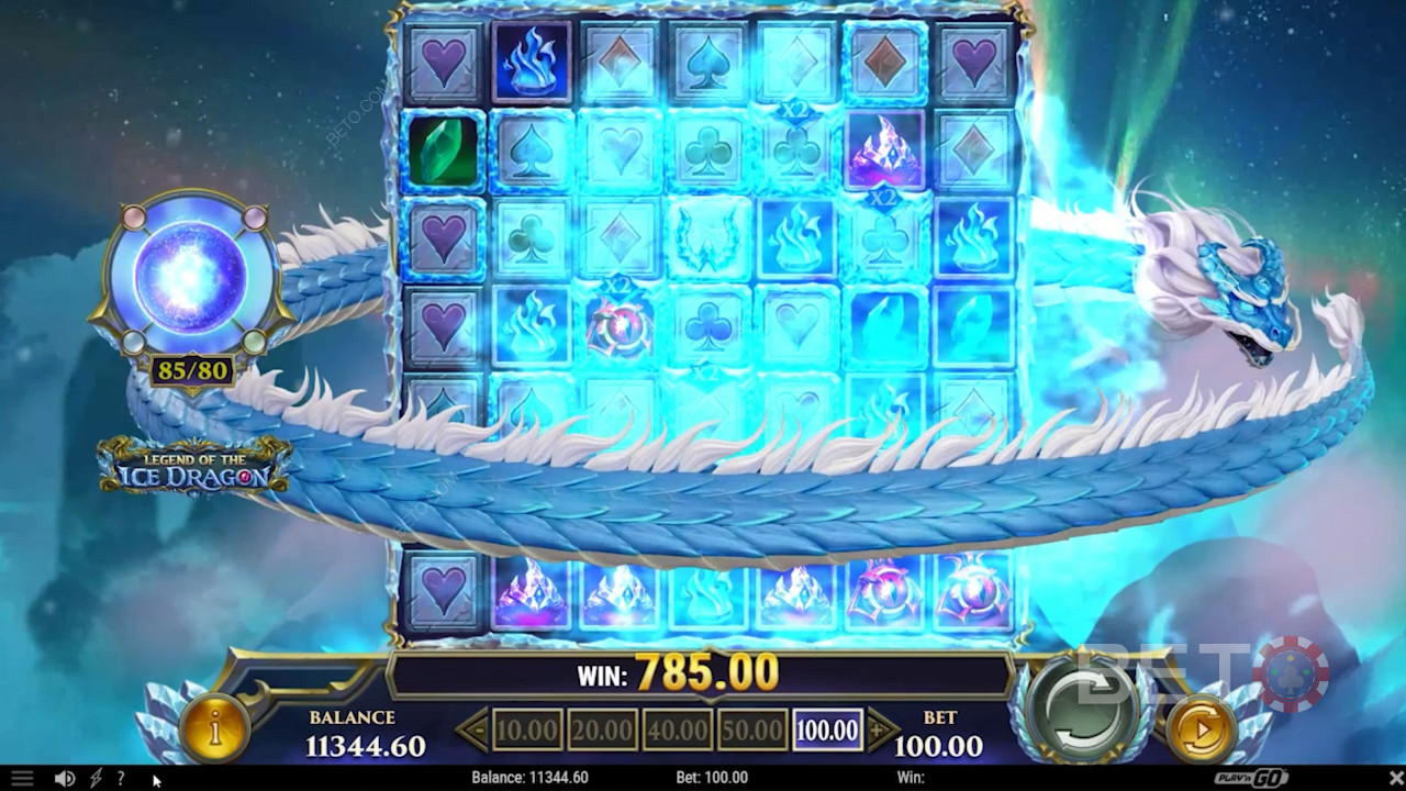 Задействайте Dragon Blast, като съберете 80 печеливши символа в слота Legend of the Ice Dragon