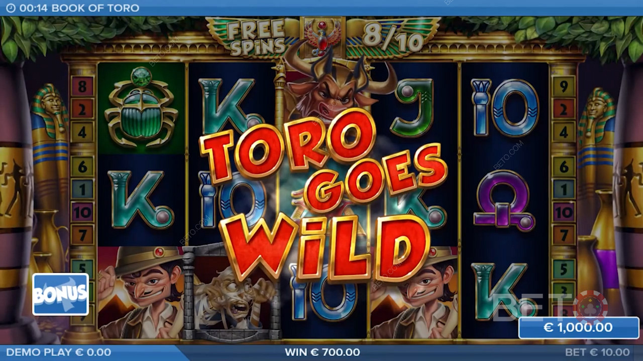 Насладете се на класическата функция Toro Goes Wild, позната в други слотове на Toro