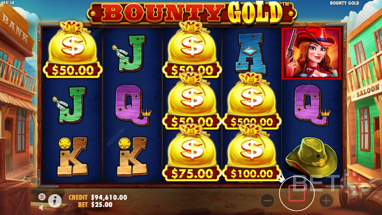 Символи на чантата с пари в мрежата на Bounty Gold