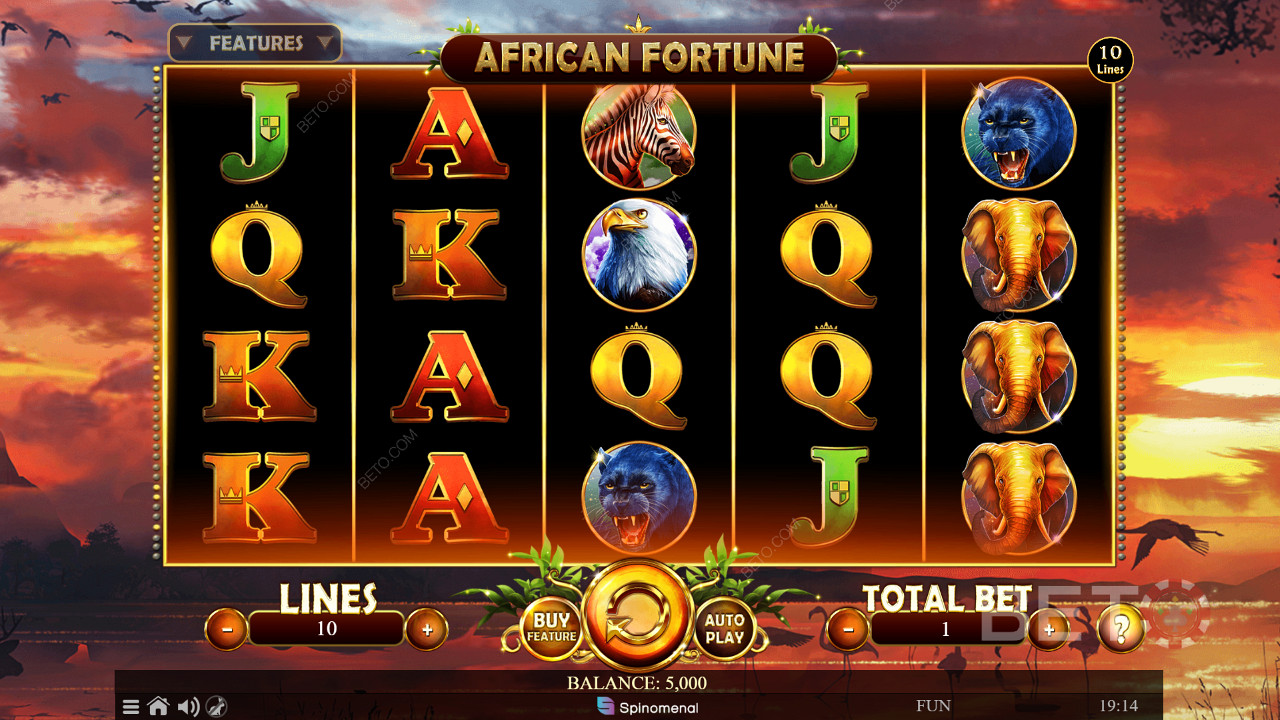 Игрална мрежа 5х4 на African Fortune