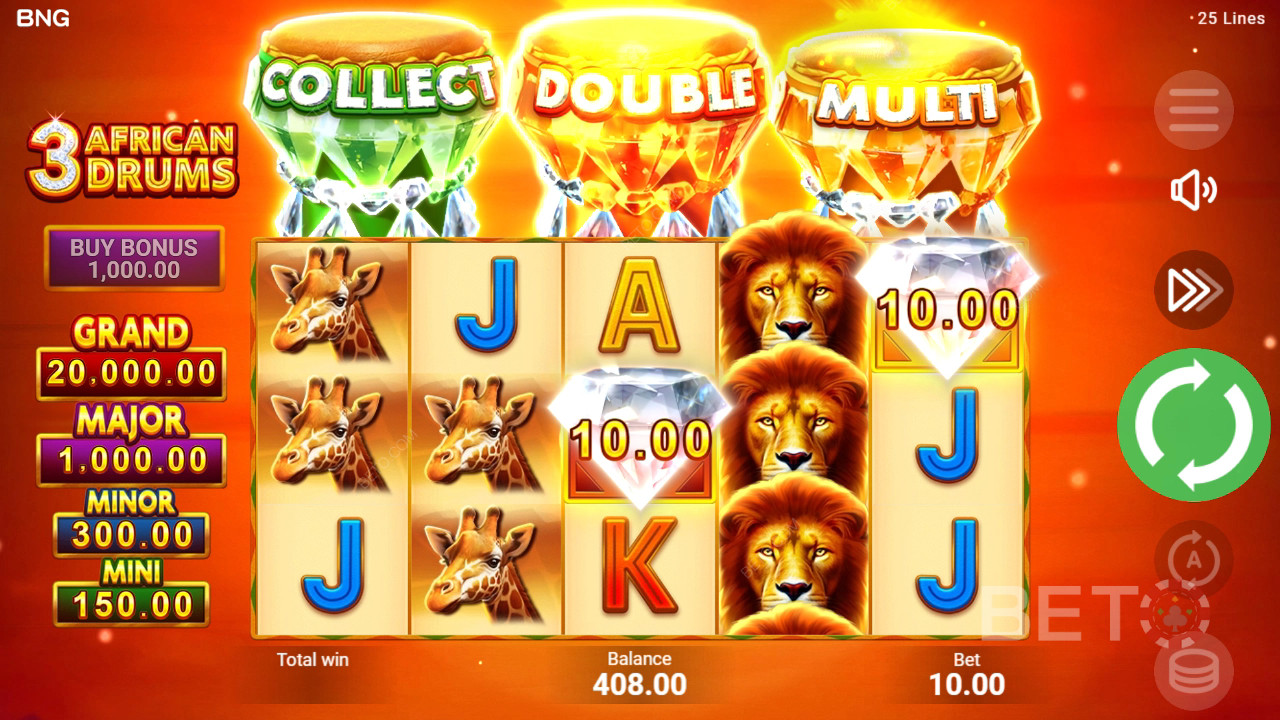 3 Африкански барабани Преглед от BETO Slots