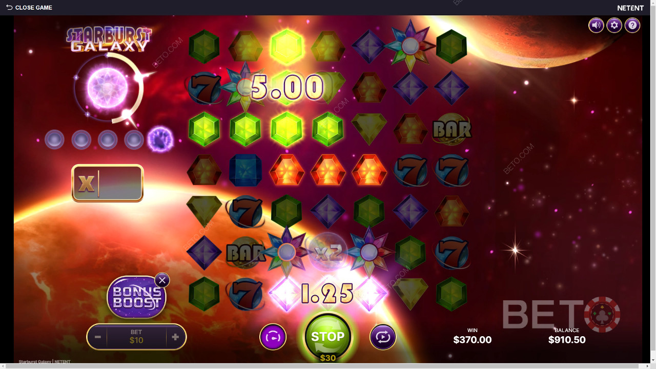 Бонус функции, обяснени в Starburst Galaxy от NetEnt