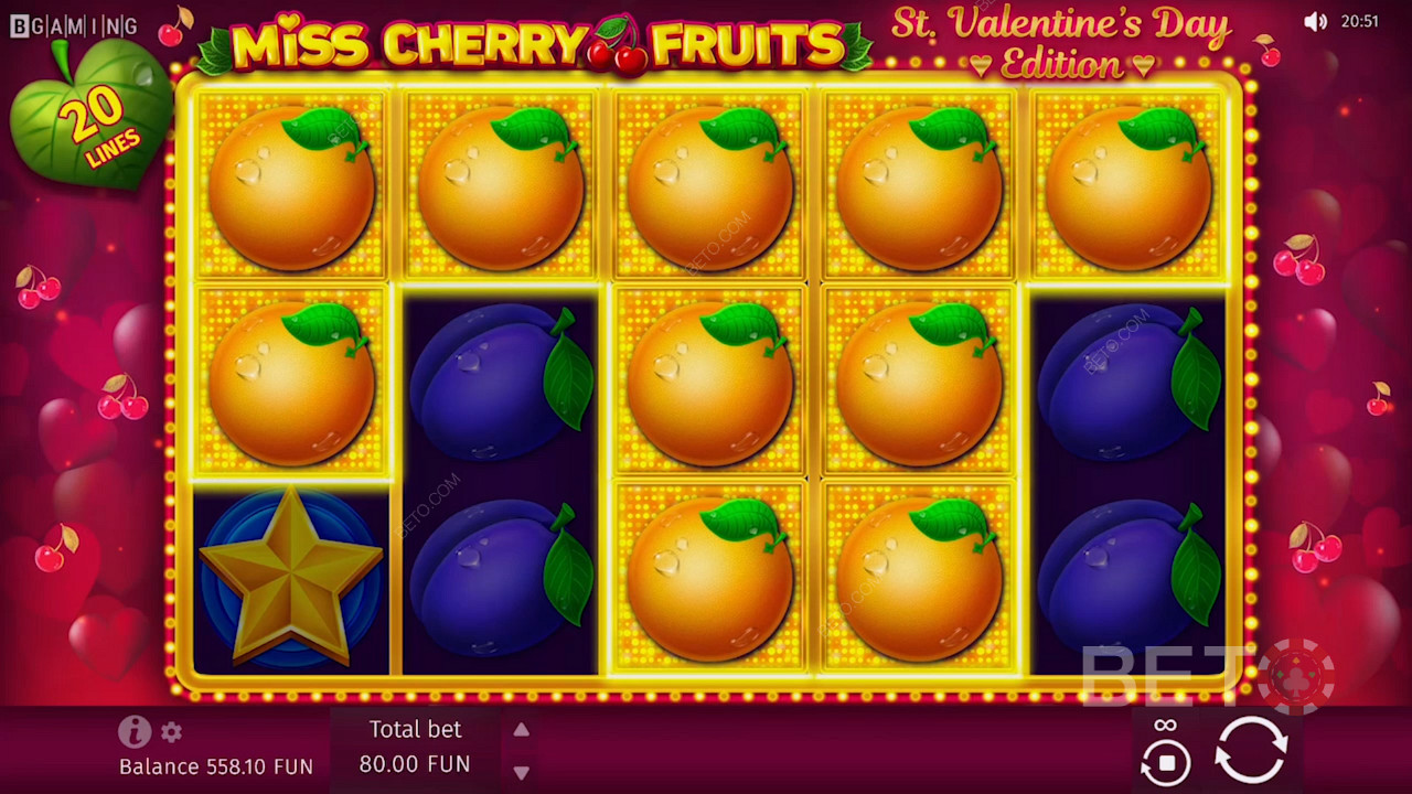 Множество оранжеви символи в слота Miss Cherry Fruits