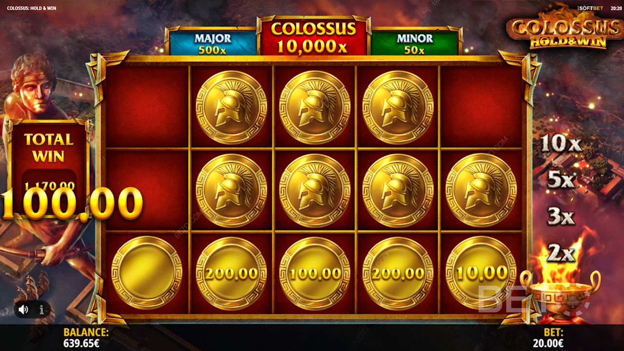 Получаване на парични награди чрез златни монети във функцията Hold and Win