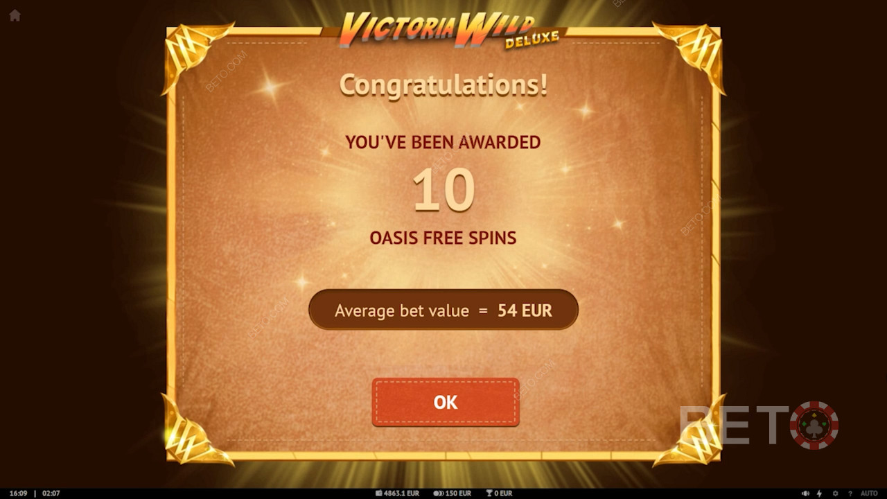 Вземете 10 бонус кръга Oasis Free Spin, като съберете 25 разпръсквача Oasis