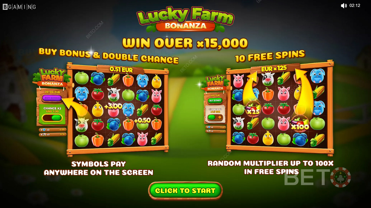 Насладете се на множители, двоен шанс и безплатни завъртания в казино играта Lucky Farm Bonanza
