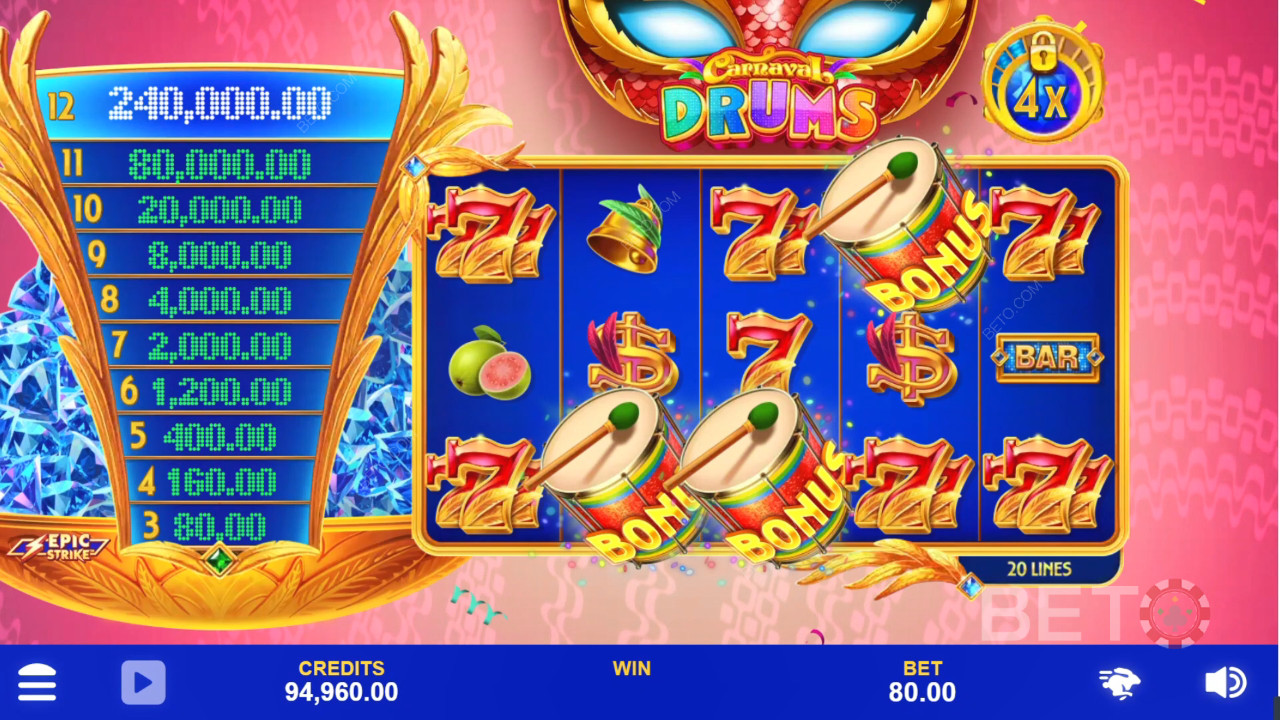 Карнавал барабани Преглед от BETO Slots