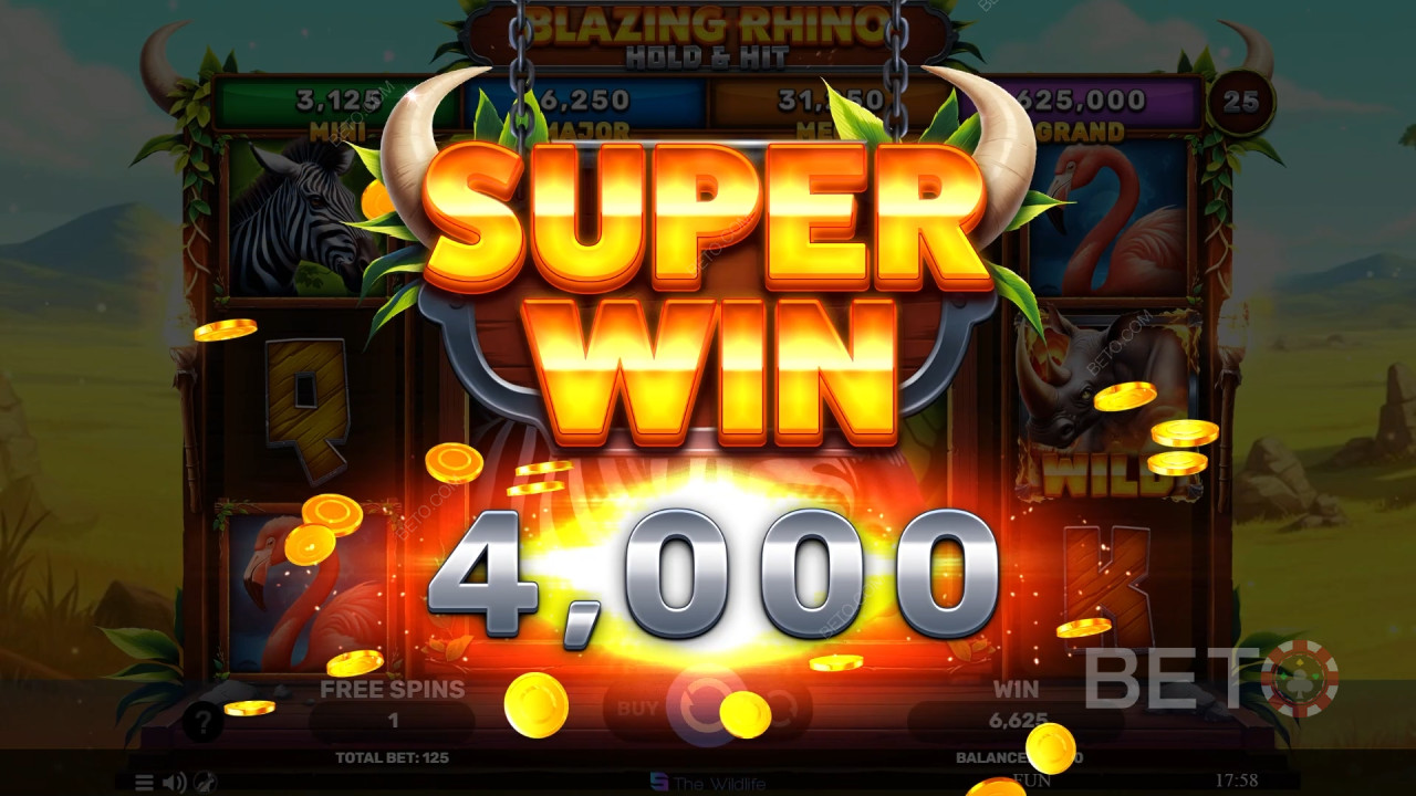 Blazing Rhino Hold & Hit Преглед от BETO Slots