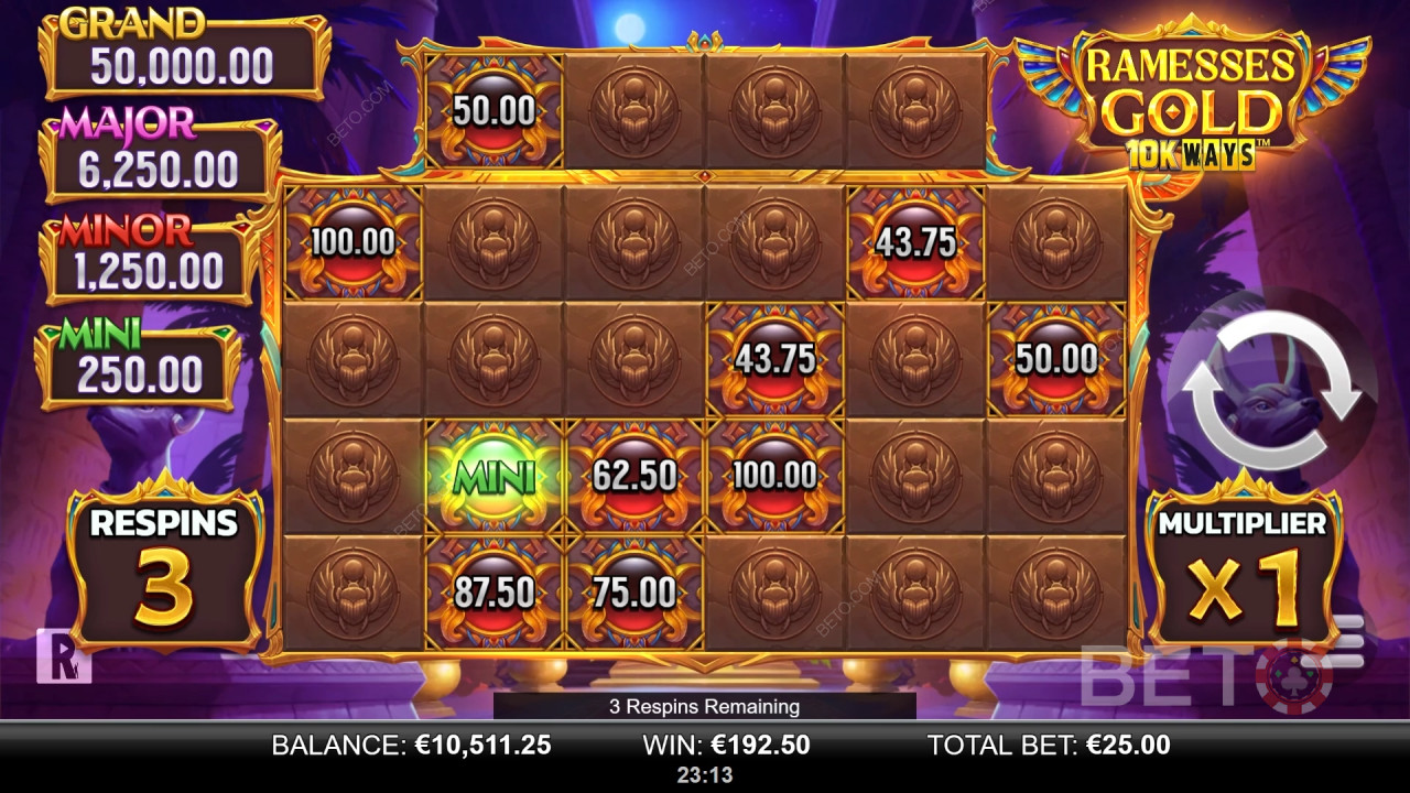 Спечелете 9,065x залога си в слот машината Ramesses Gold 10K Ways!