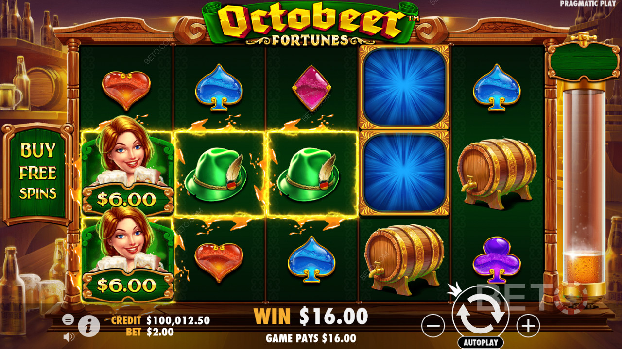 Символите с пари се появяват често дори в основната игра в слота Octobeer Fortunes
