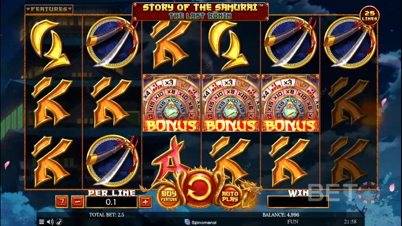3 бонус символа задействат бонусната игра.