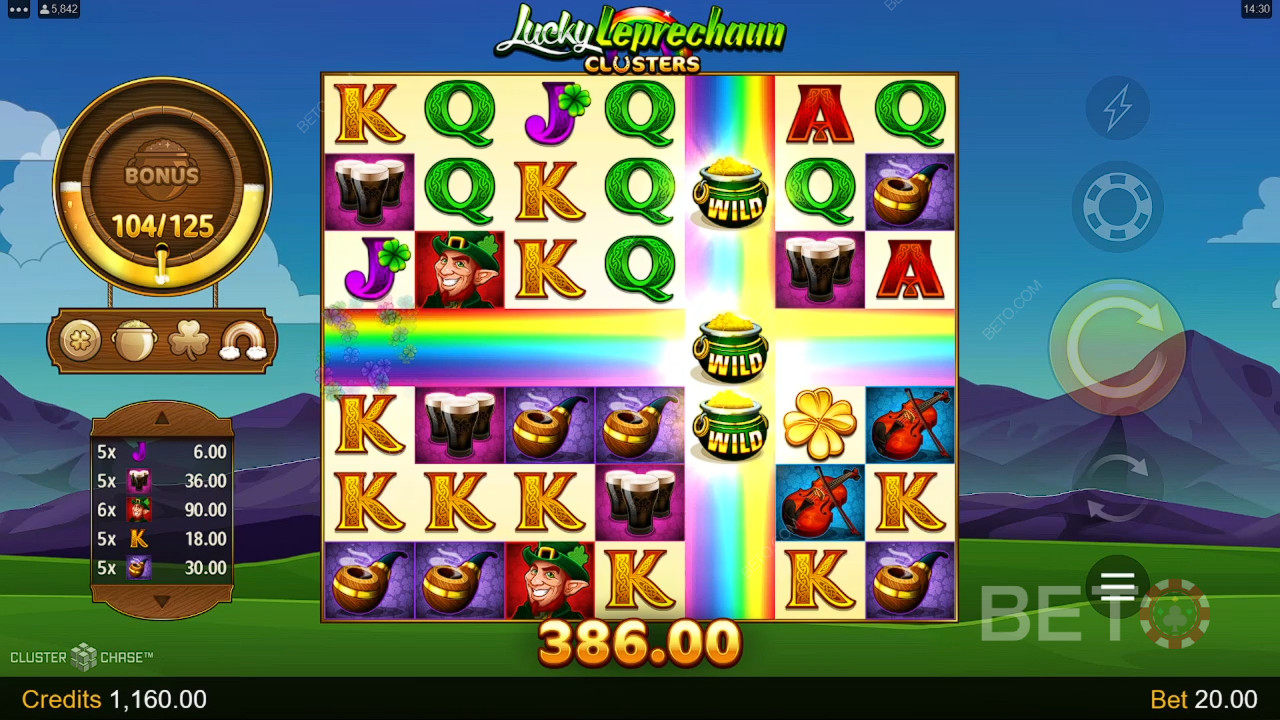 Бонус функции, обяснени в Lucky Leprechaun Clusters от Microgaming