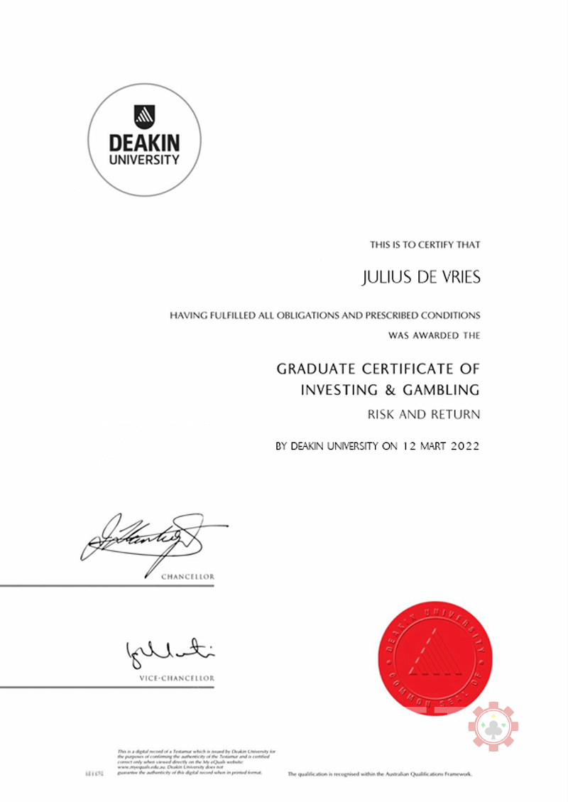 Джулиъс де Врийс - Сертифициран в Deakin University